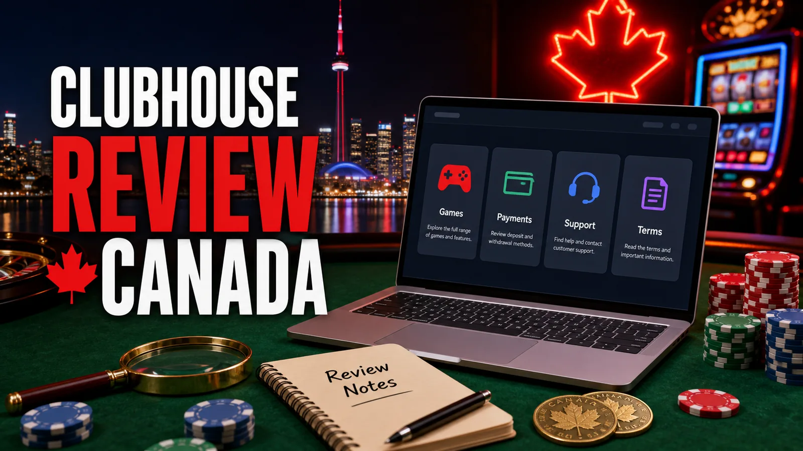 Reviewer scorecard with clubhouse/casino motif